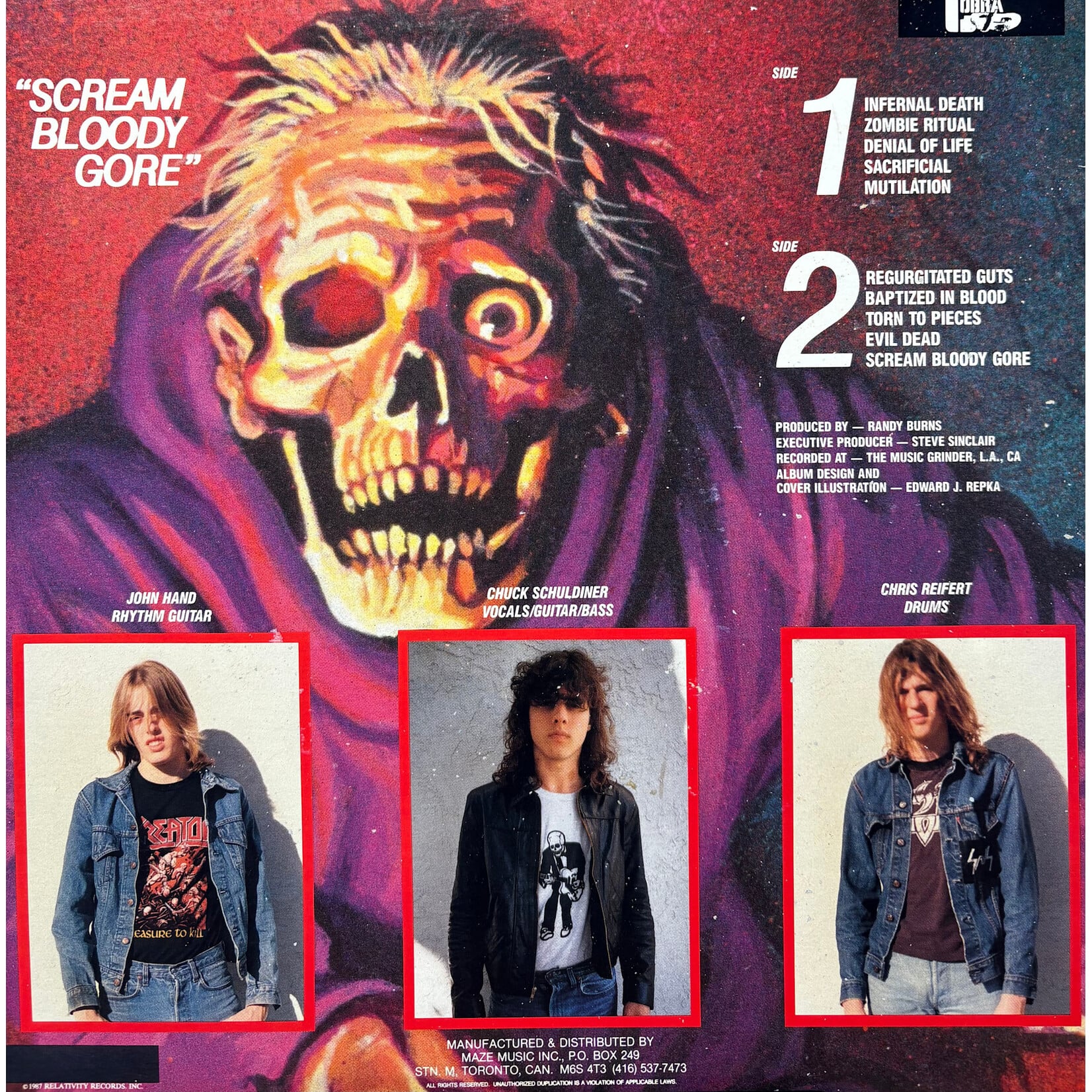 Death: Scream Bloody Gore (1987, Canada, Metal, Disc VG+) [COBRA]