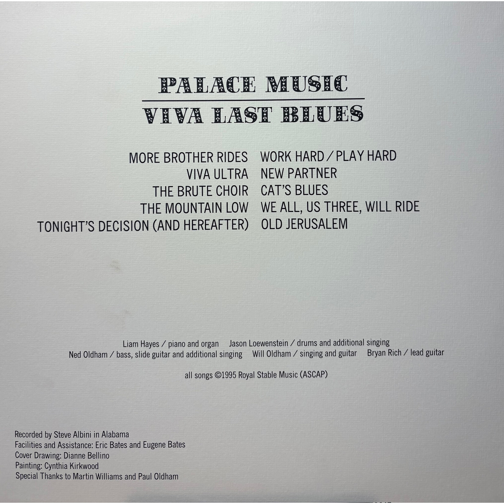 Palace Music: Viva Last Blues (1995, USA, W/Poster, Early Bonnie Prince Billy, EX) [DRAG CITY/PALACE]