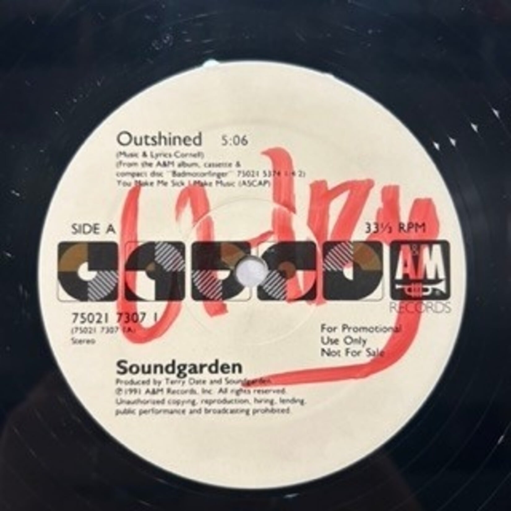 Soundgarden: Outshined 12" Single (Badmotorfinger) (York U Copy, 1992, UK, Europe, VG) [A&M]