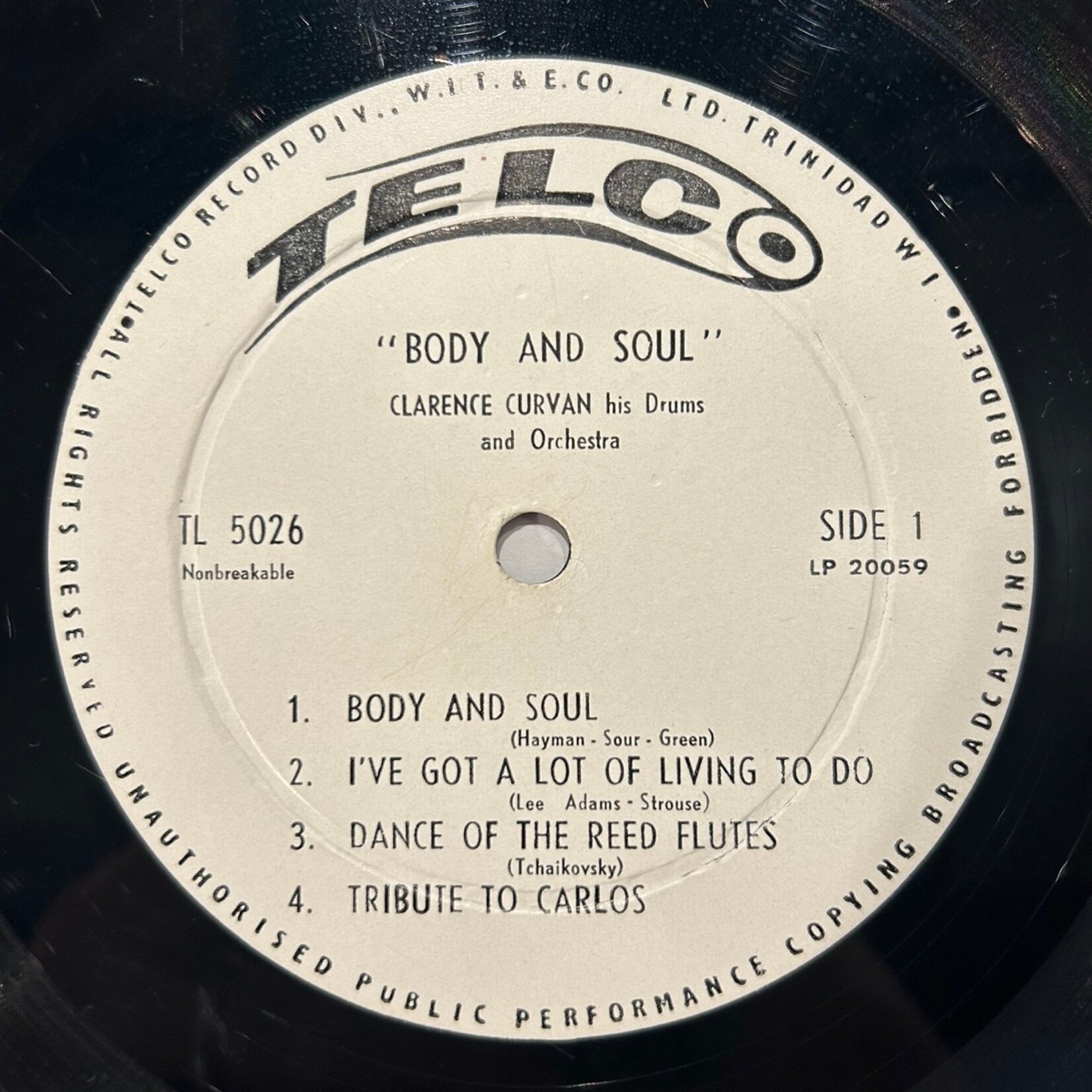 Curwan, Clarence: Body And Soul (1965, Trinidad, VG) [TELCO]