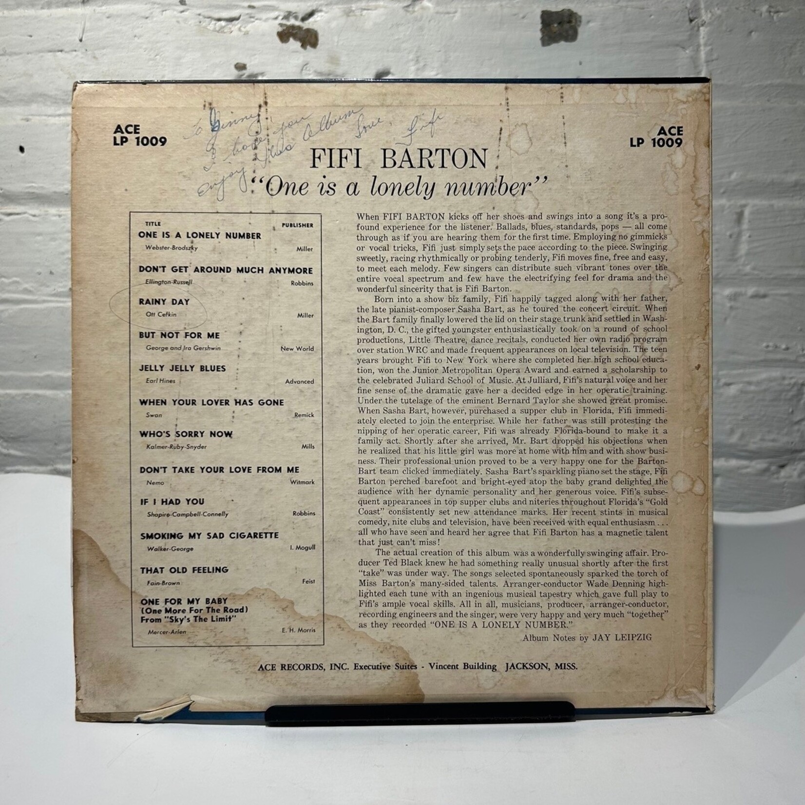 Barton, Fifi: One Is A Lonely Number (1960, USA, VG) [ACE]