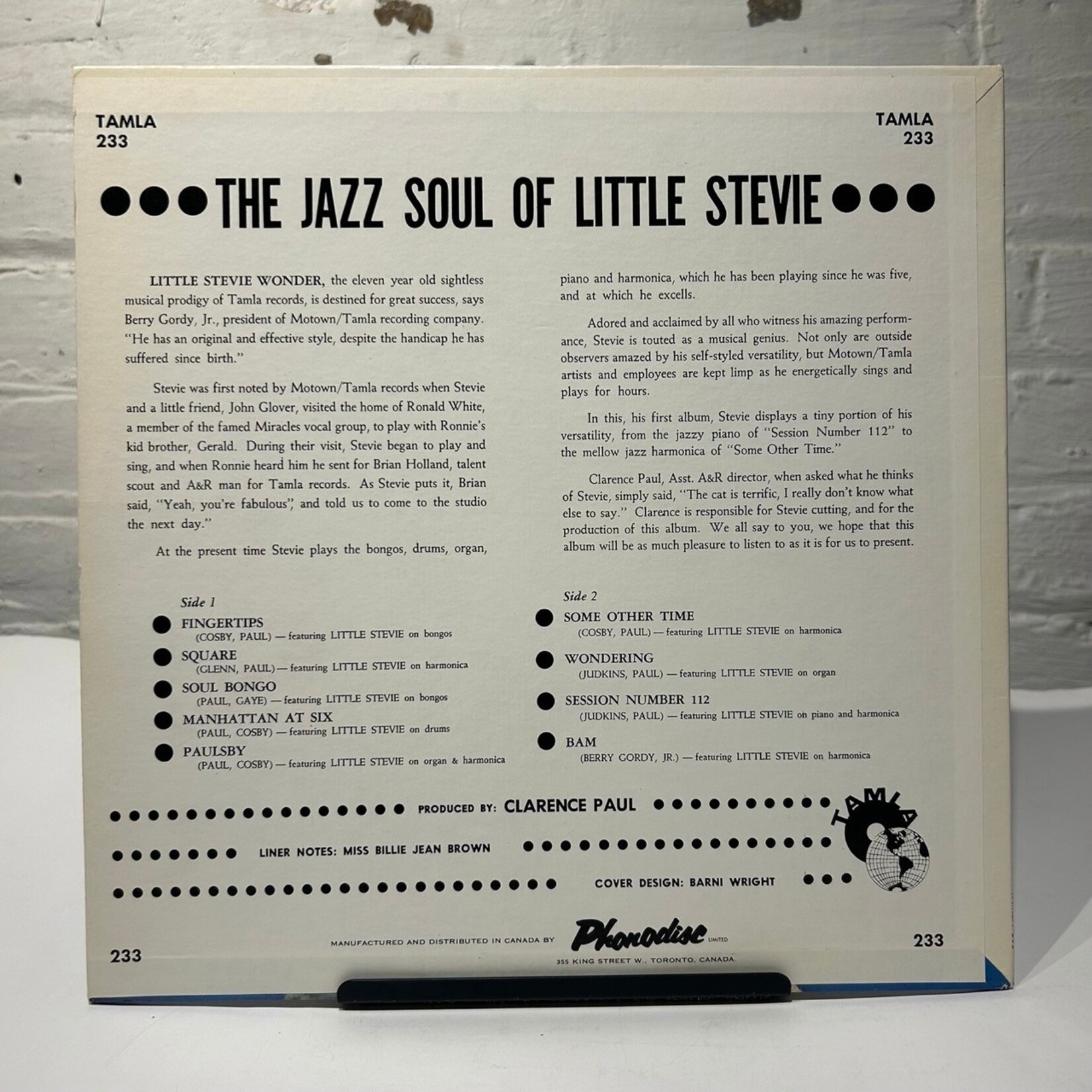 Wonder, Stevie: The Jazz Soul of Little Stevie (1962 Press, Canada, VG+) [TAMLA]