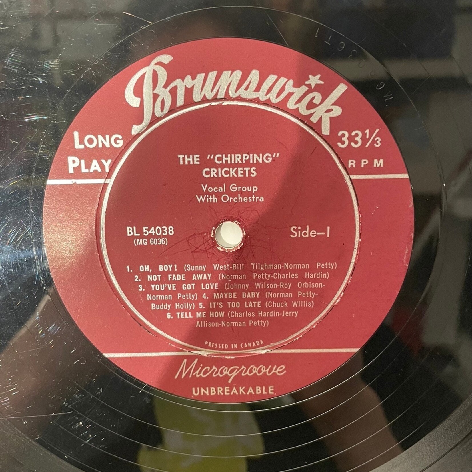 Crickets: The "Chirping" Crickets (1957, Canada, Textured Cover, G+) [BRUNSWICK]