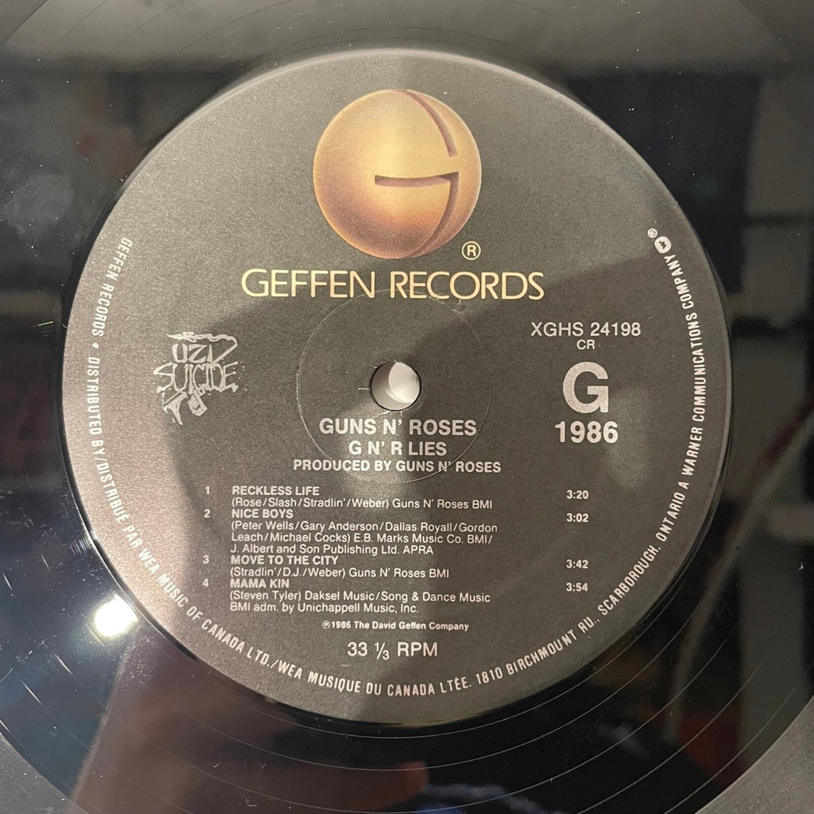 Guns N Roses: G N' R Lies (1988, Canada, In Shrinlk w/Hype, Uncensored w/Inner, VG+) [GEFFEN[