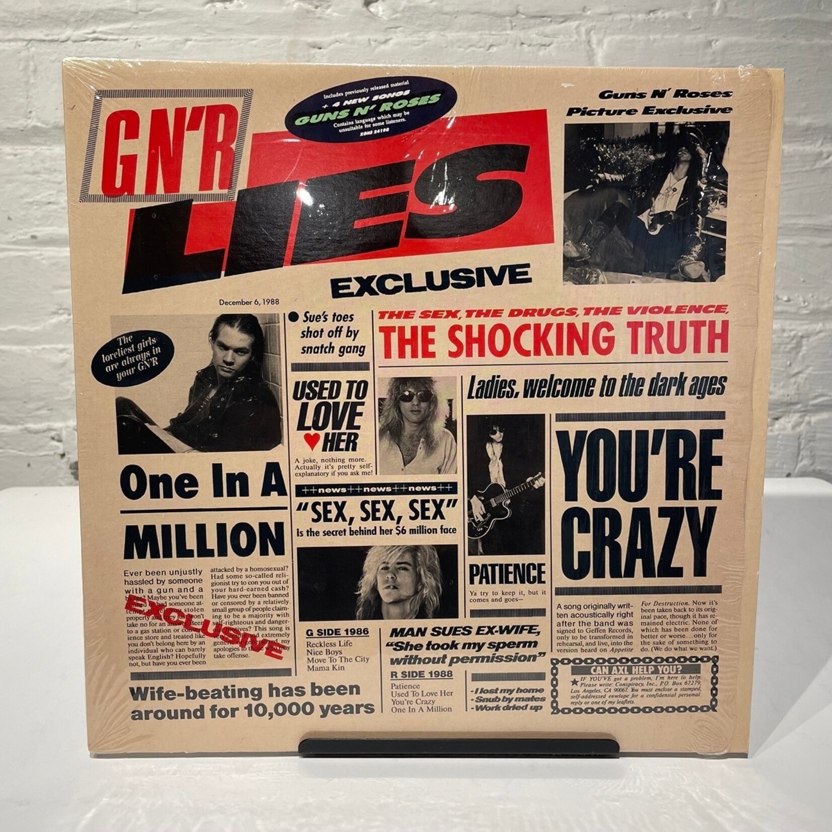 Guns N Roses: G N' R Lies (1988, Canada, In Shrinlk w/Hype, Uncensored w/Inner, VG+) [GEFFEN[