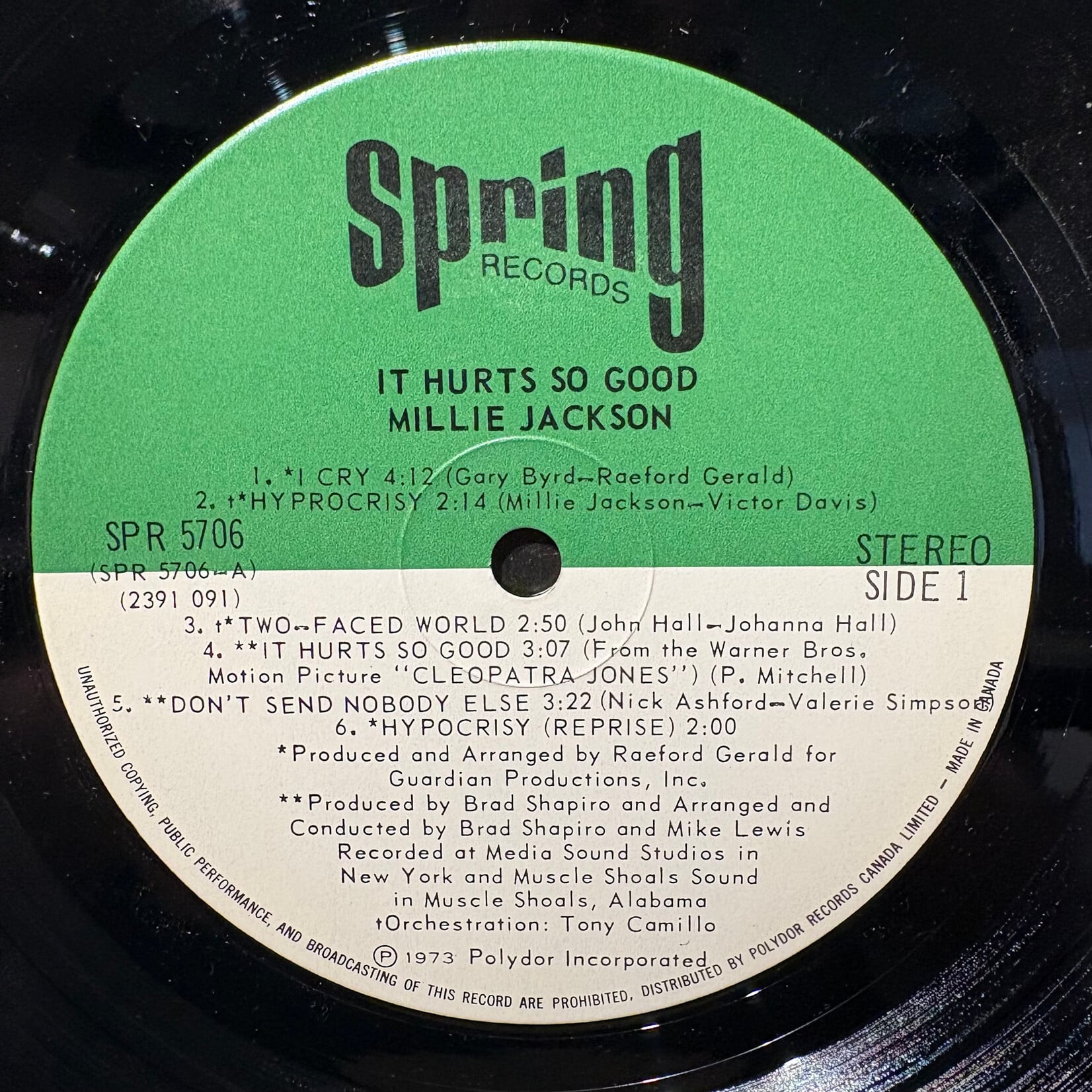 Jackson, Millie: It Hurts So Good (1973, Canada, VG+) [SPRING]
