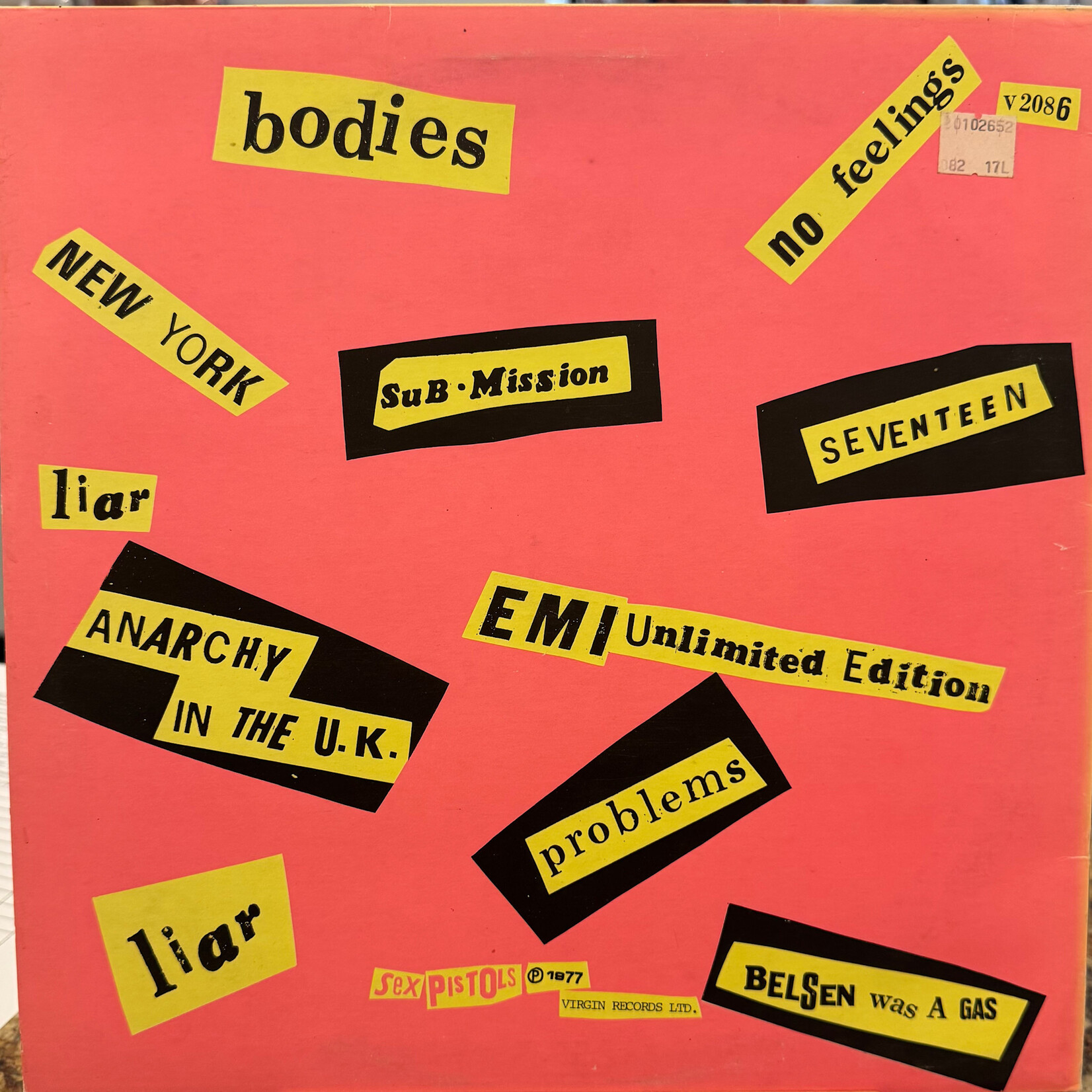 Sex Pistols: Never Mind The Bollocks Here's The Sex Pistols (1978, UK, Red/Green Virgin, Disc VG+) [VIRGIN]