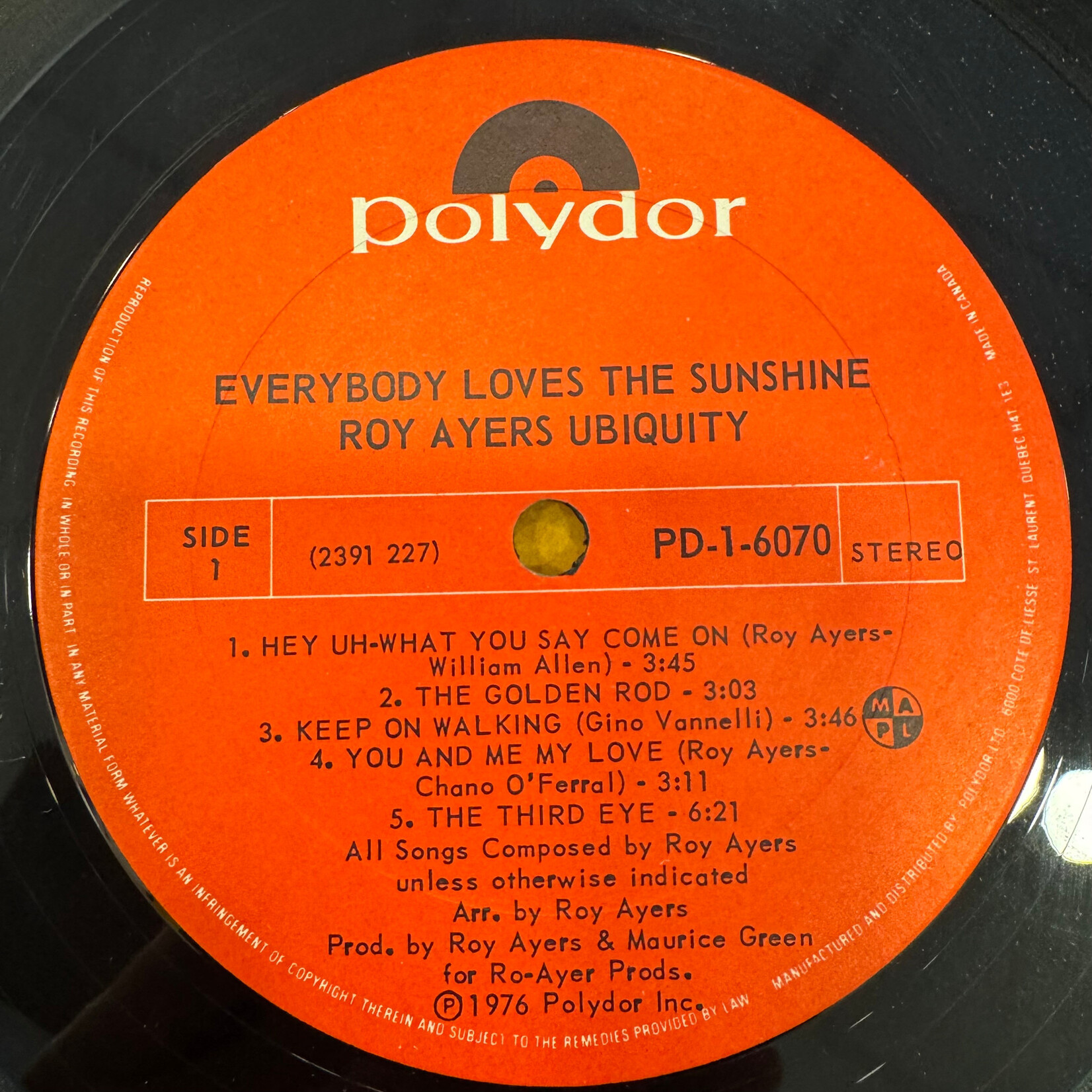Ayers, Roy/Ubiquity: Everybody Loves The Sunshine (1976, Canada, VG) [POLYDOR]