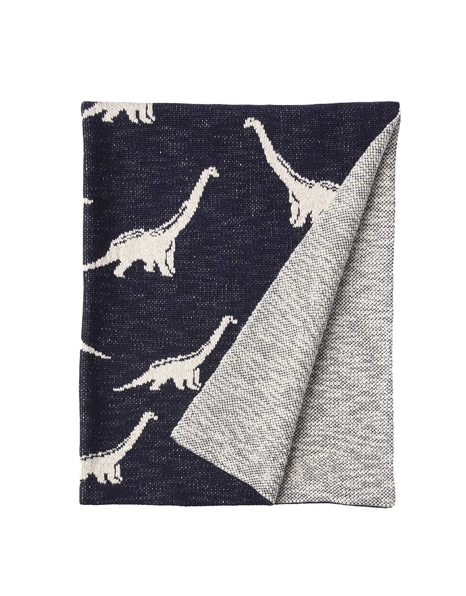 Cotton Knit Baby Blanket Dinosaur Navy Veille Sur Toi