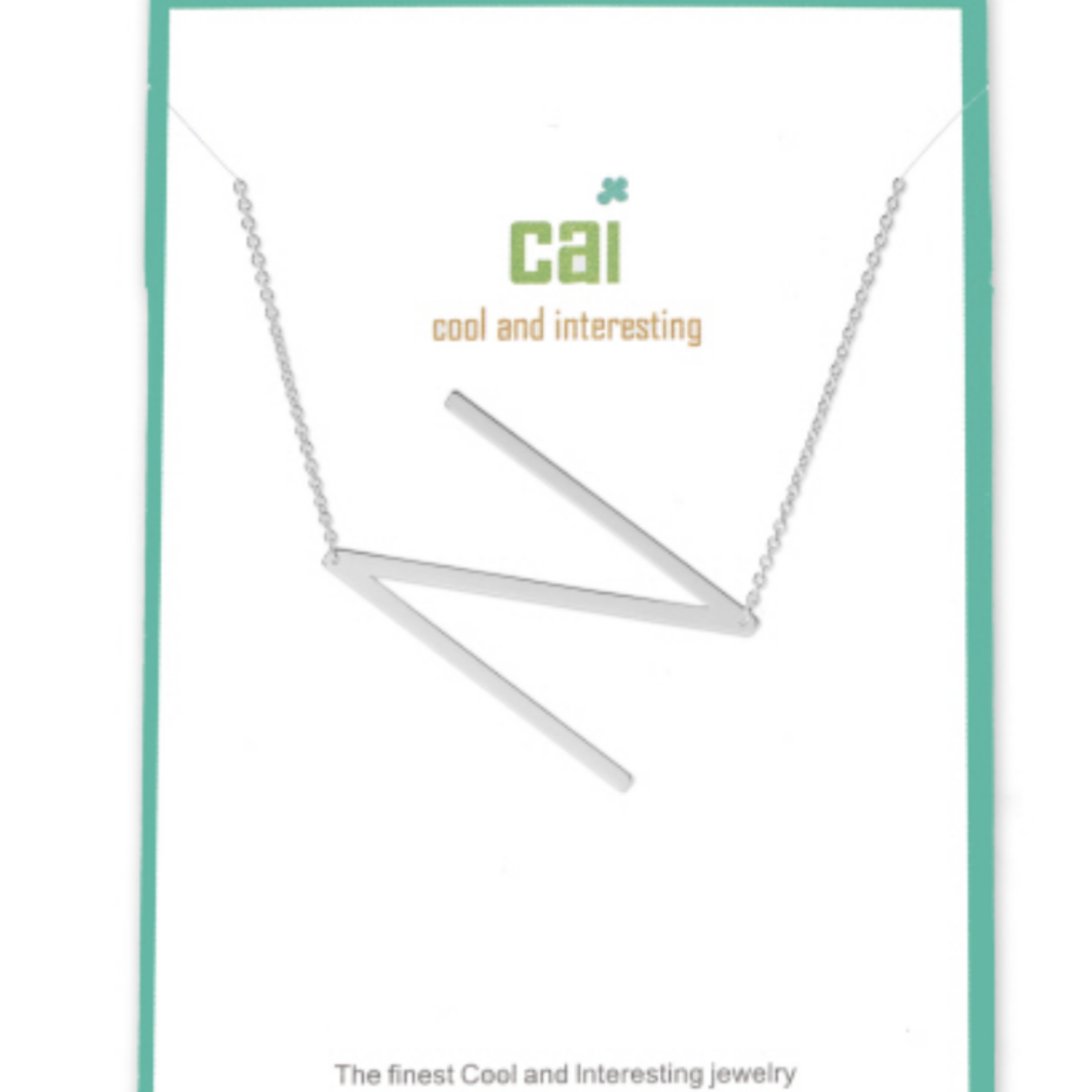 CAI CAI - Silver Initial Necklace - 16" with 2" Extension