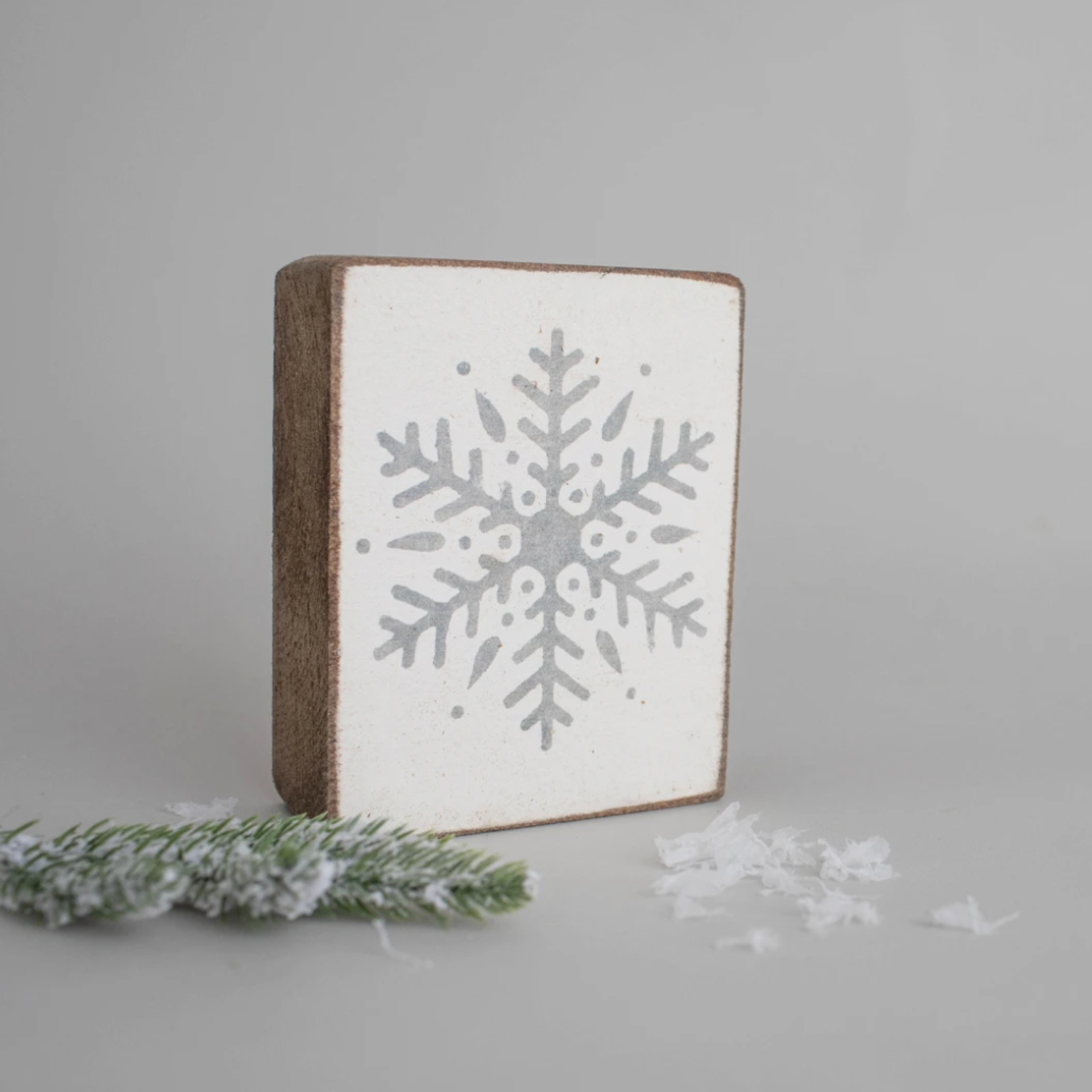 Rustic Marlin Rustic Marlin - Wood Block - Snowflake - Grey