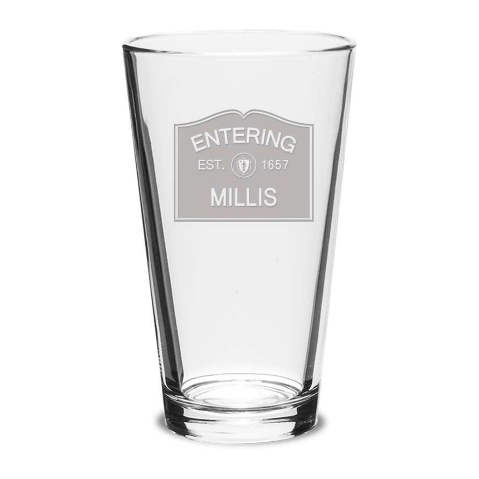 Millis Glassware - Entering Millis EST. 1657 Pint Glass