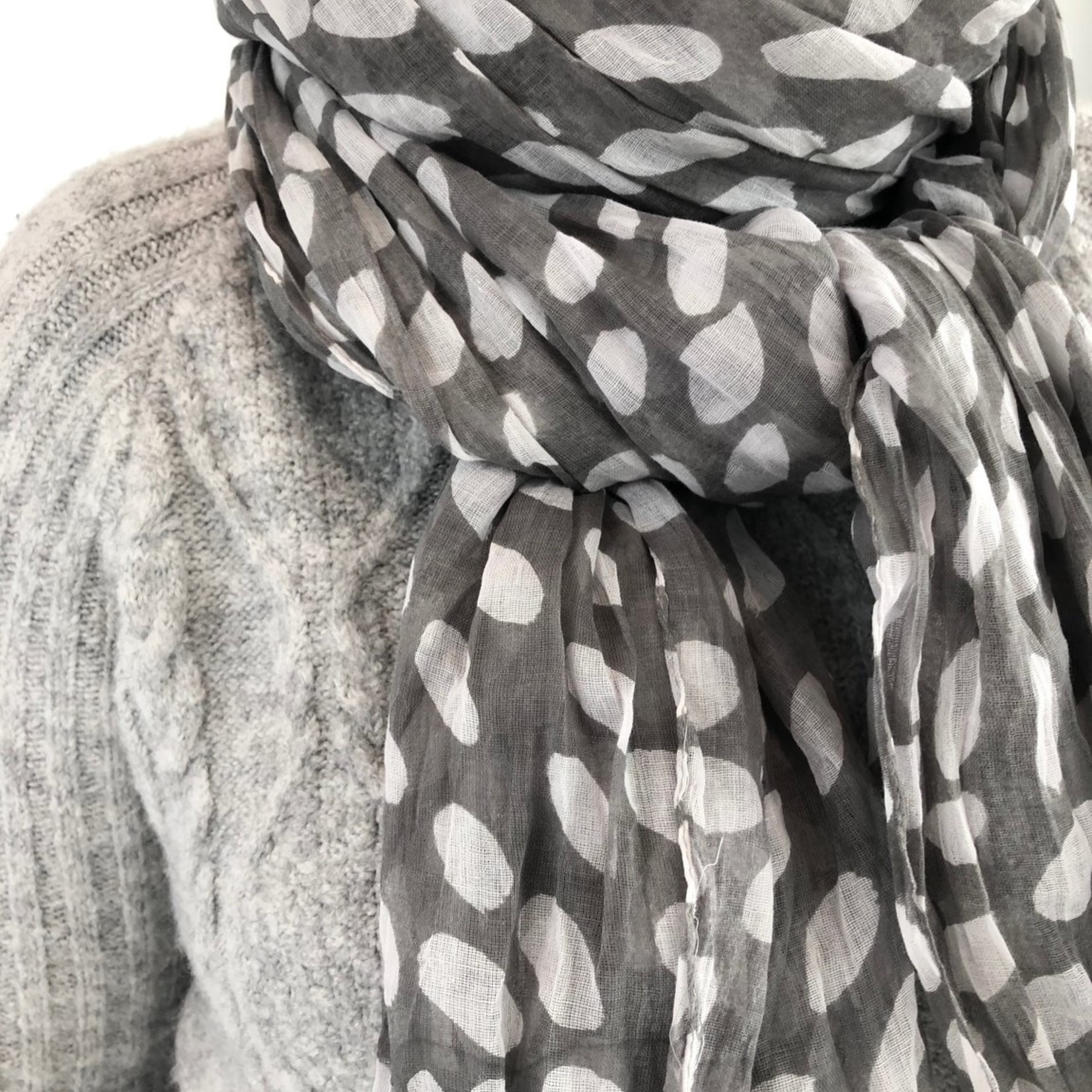 See Design - Cotton Scarf - Cheetah, Grey