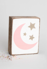 Rustic Marlin Rustic Marlin - Wood Block Moon + Stars Pink/Gold