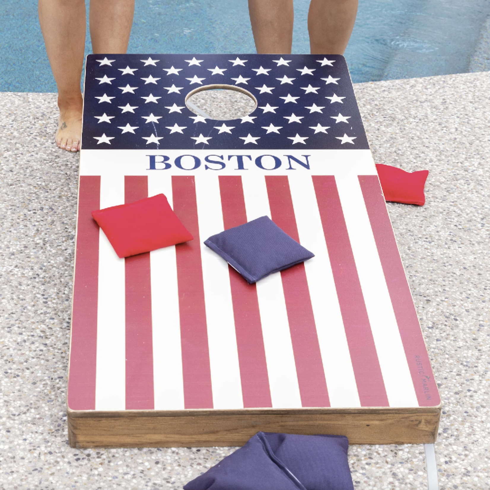 Rustic Marlin Rustic Marlin - Cornhole Set - American Flag Personalized