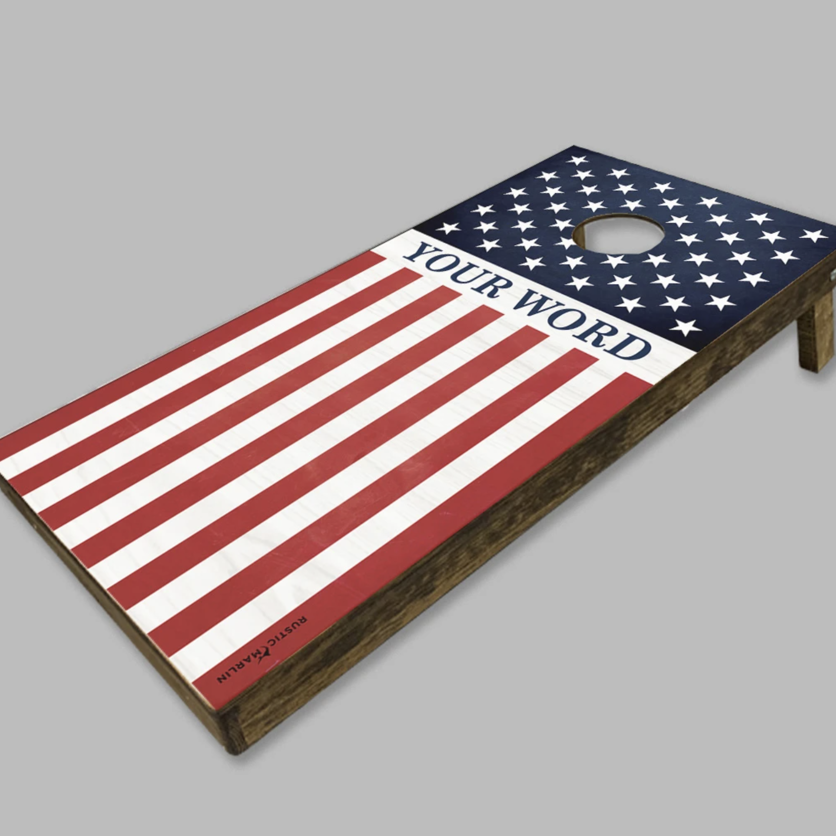 Rustic Marlin Rustic Marlin - Cornhole Set - American Flag Personalized