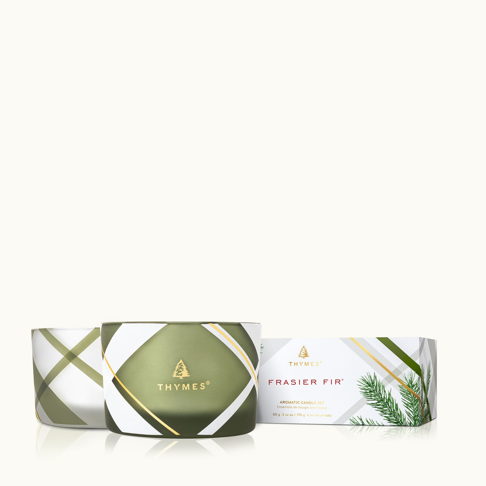 Thymes Thymes - Frosted Plaid Frasier Fir Candle Set