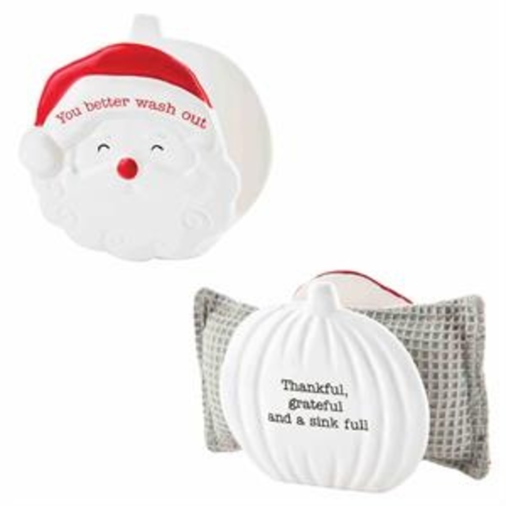 Mud Pie Mud Pie - Pumpkin/Santa  Reversible Sponge Holder