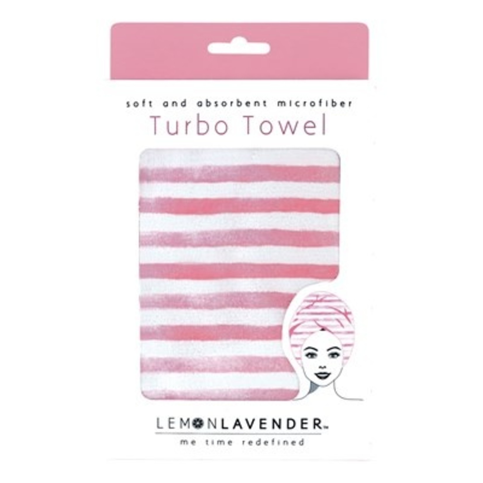DM Merchandising Lemon Lavender - Turbo Towel - Pink/White Stripes