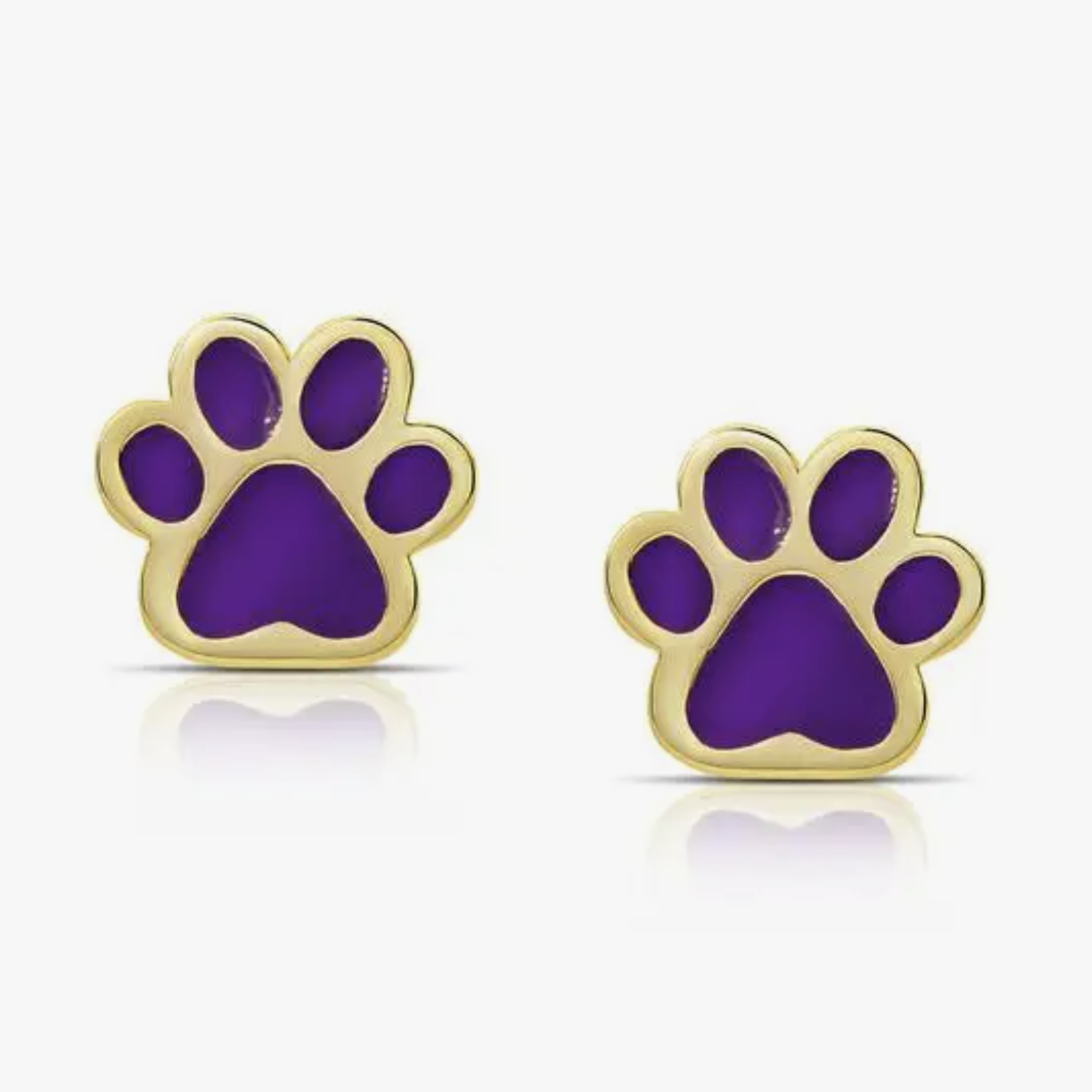 Lily Nilly - 18K Gold Earrings Purple Paw Stud