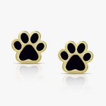 Lily Nilly - 18K Gold Earrings Black Dog Paw Stud