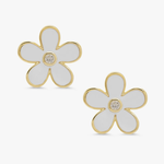 Lily Nily - Stud Earrings - Flower CZ  White