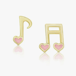 Lily Nilly - 18K Gold Earrings Musical Notes Pink Studs