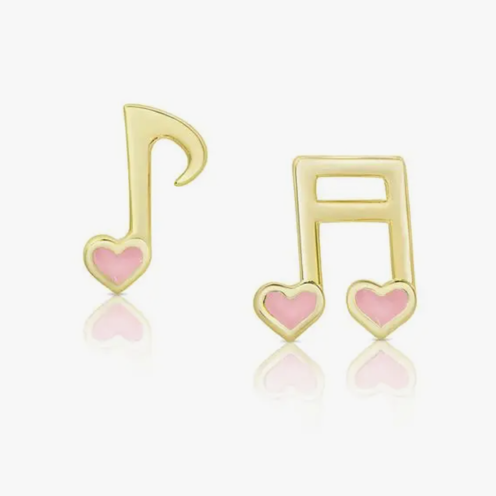 Lily Nilly - 18K Gold Earrings Musical Notes Pink Studs