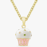 Lily Nilly - 18K Gold Necklace 3D Cupcake - Pink/White