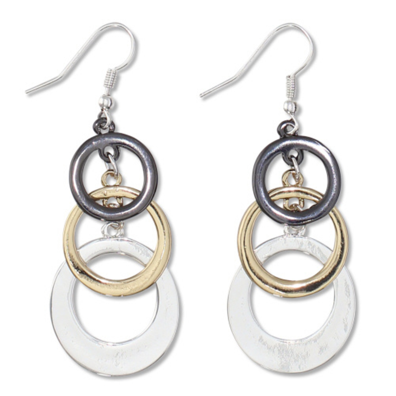 Periwinkle Periwinkle - Earrings - Tri-Tone Cascading Circles