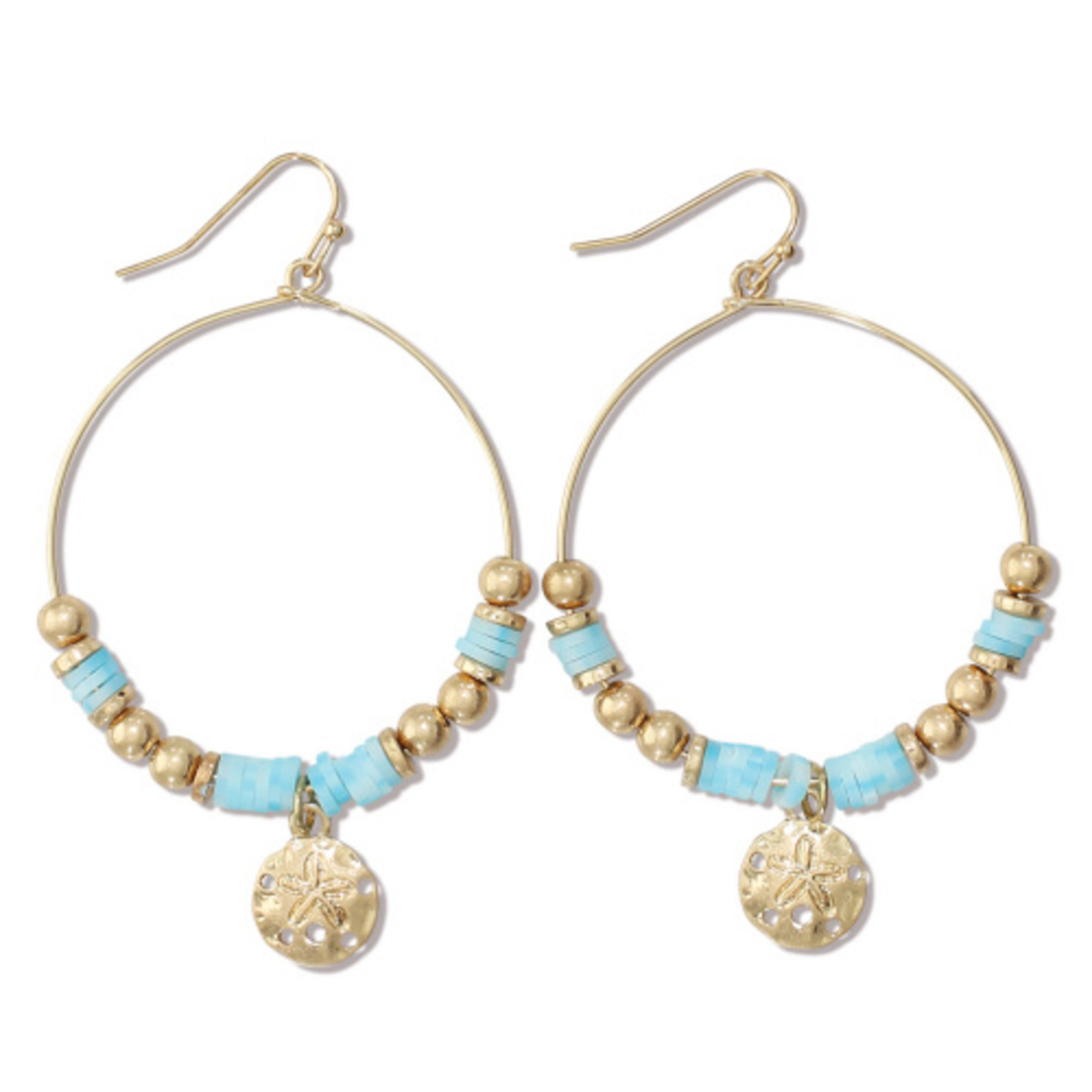 Periwinkle Periwinkle Earrings Gold Beaded w Sand Dollars