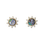 Periwinkle Periwinkle Earrings Gold Abalone Suns