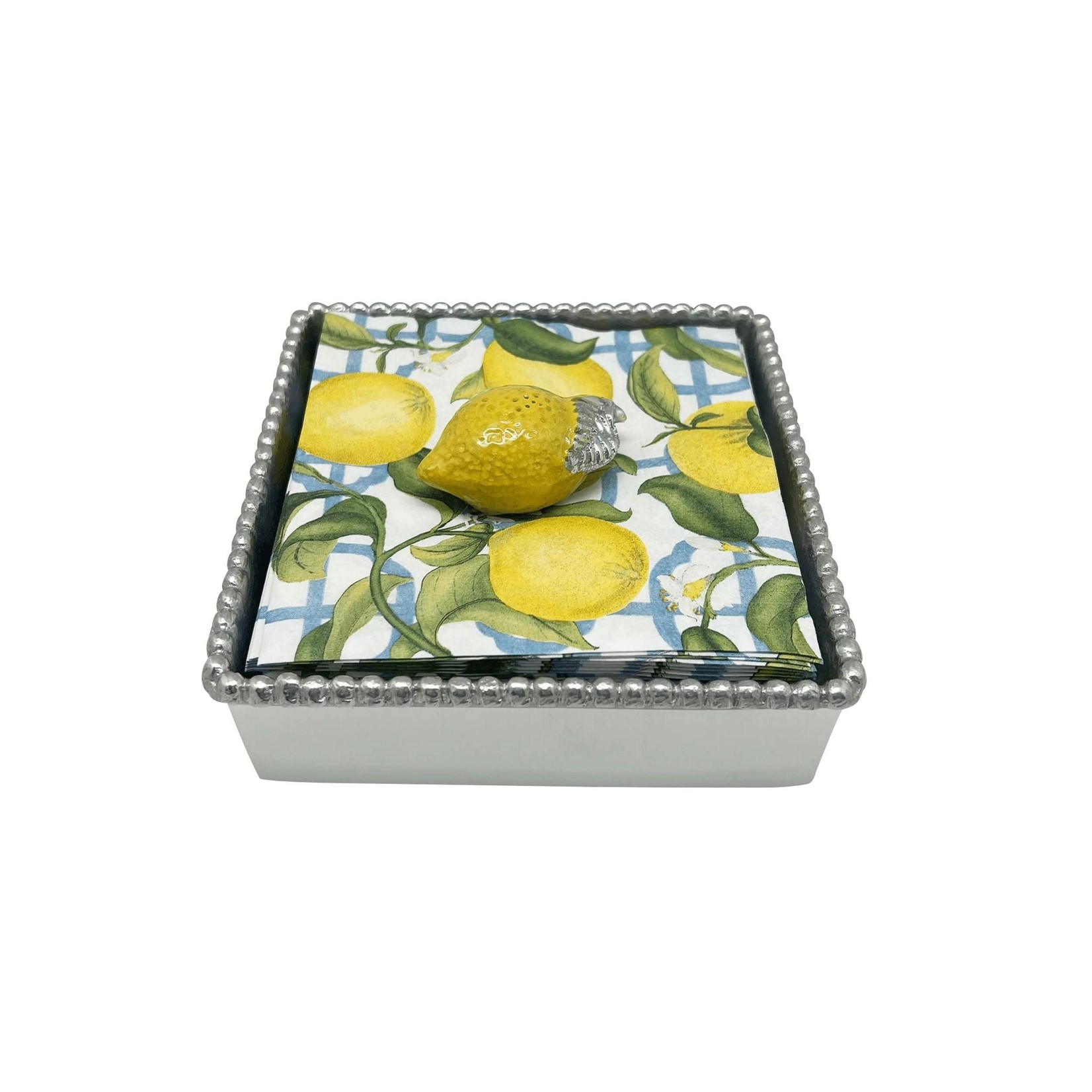 Mariposa Mariposa - Beaded Napkin Box  - Yellow Lemon