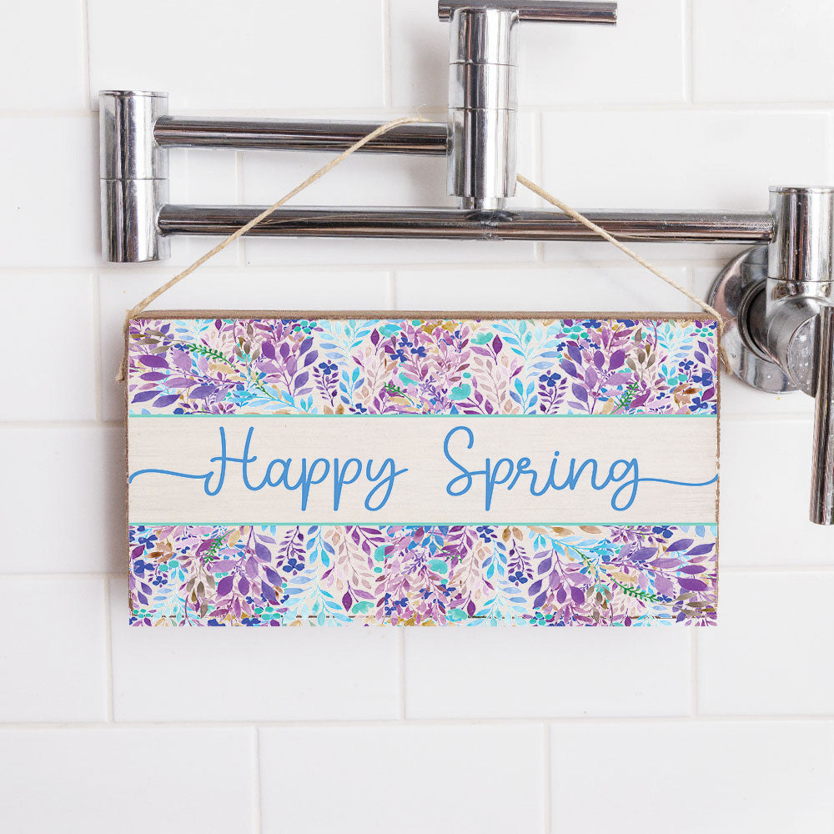 Rustic Marlin Rustic Marlin - Twine Sign - Floral Happy Spring