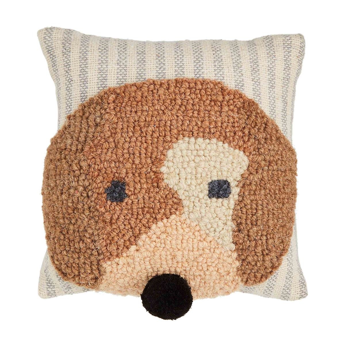 Mud Pie Mini Hooked Dog Pillows Brown Be Charmed Gifts Medfield, MA