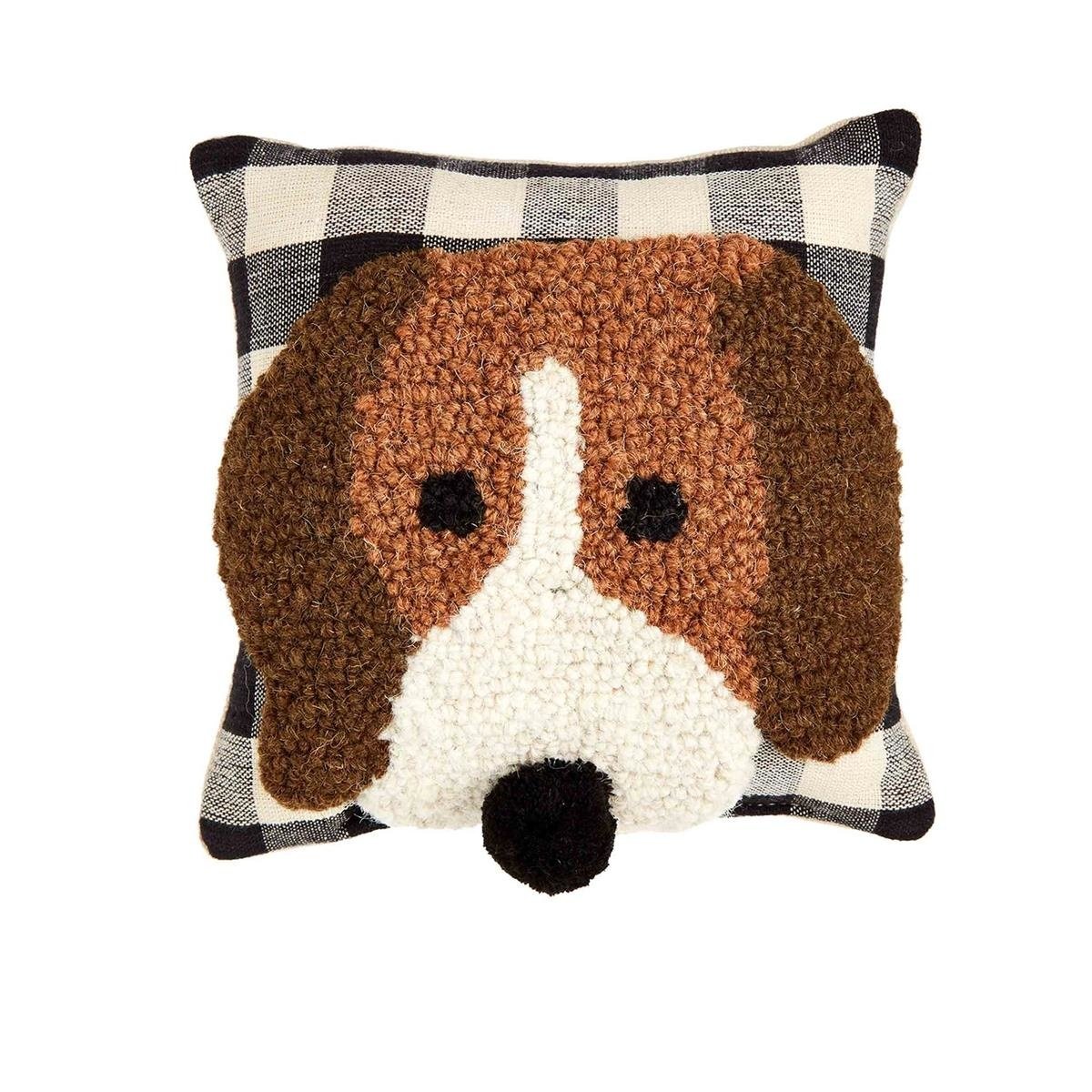 Mud Pie Mini Hooked Dog Pillows Dark Be Charmed Gifts Medfield MA   Mud Pie Mud Pie Mini Hooked Dog Pillows Dark 