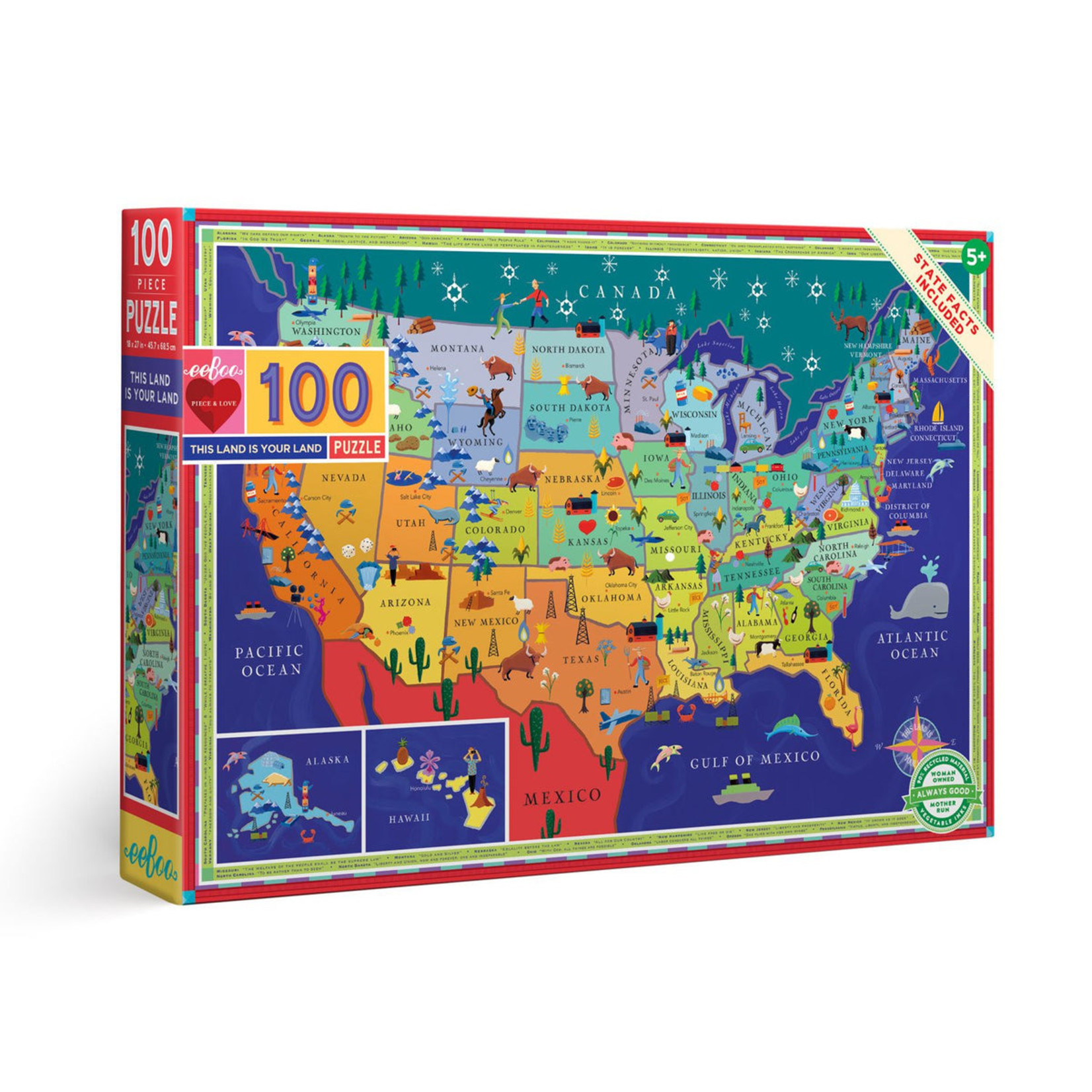 Eeboo Eeboo - This Land is Your Land 100pc Puzzle