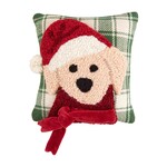 Mud Pie Mud Pie - Mini Christmas Dog Hooked Pillows - Tartan Scarf
