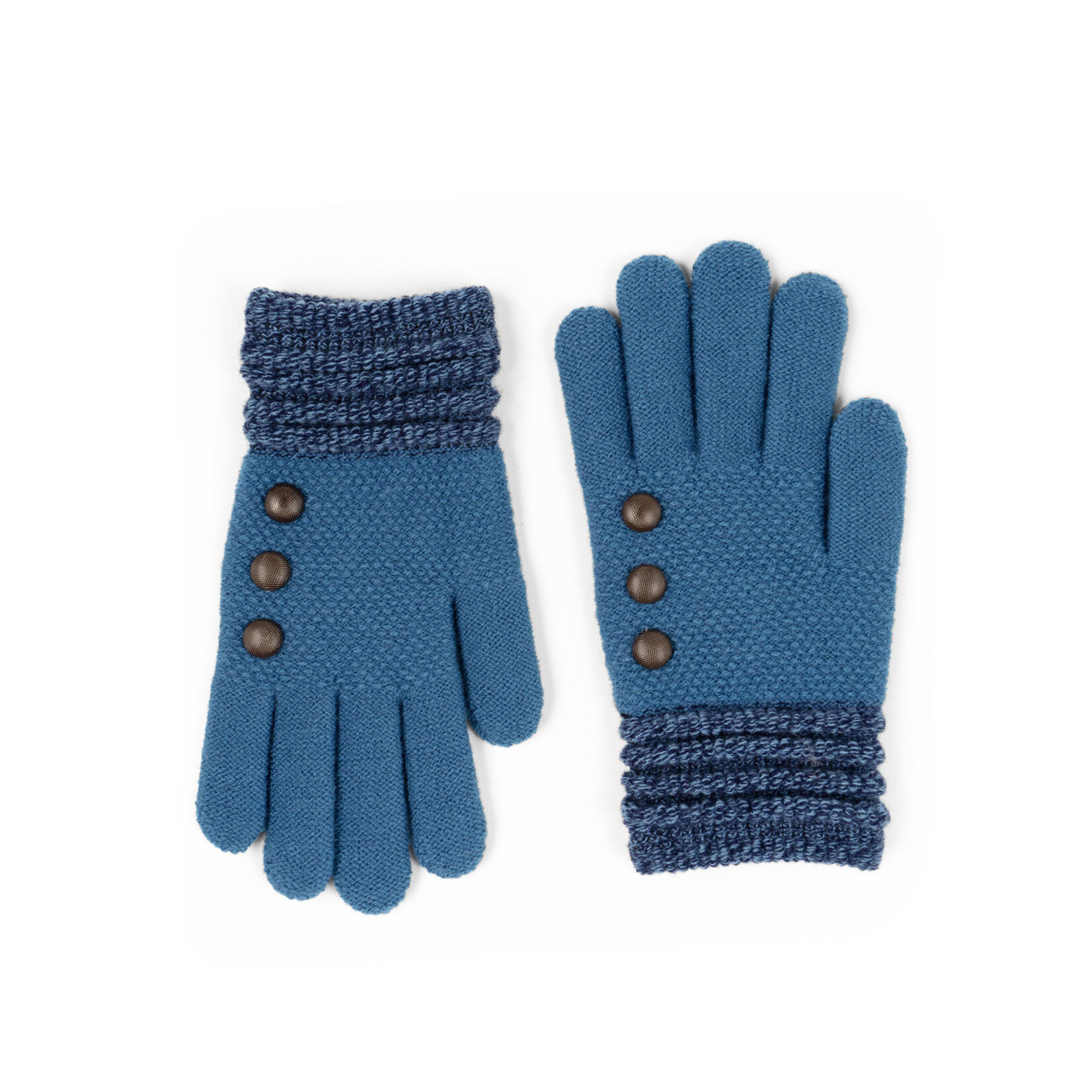 Britts Knits - Ultra Soft Button Gloves - blue