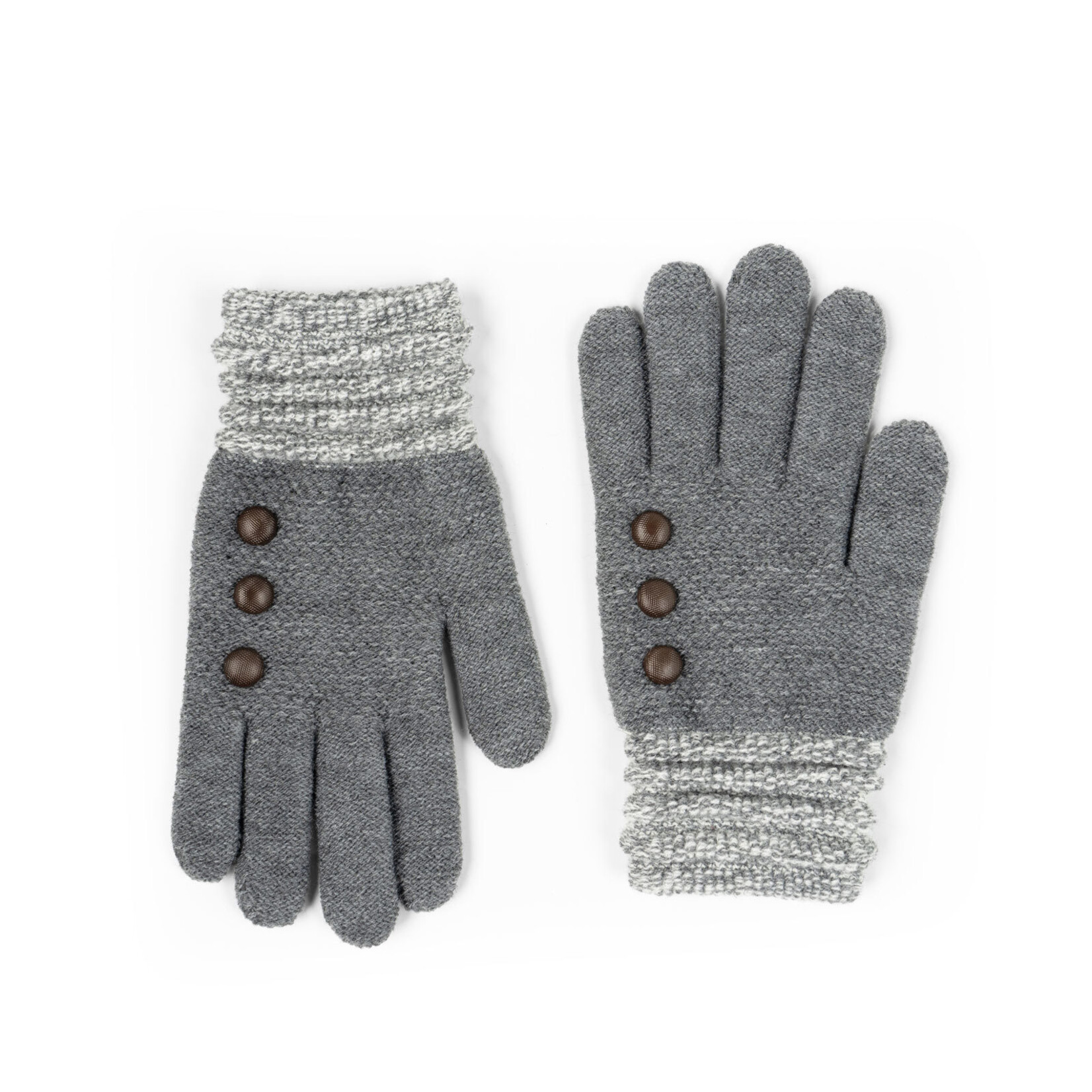 Britts Knits - Ultra Soft Button Gloves - Gray