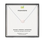 CAI CAI - Necklace - Rainbow Moonstone Square Gemstone - Silver