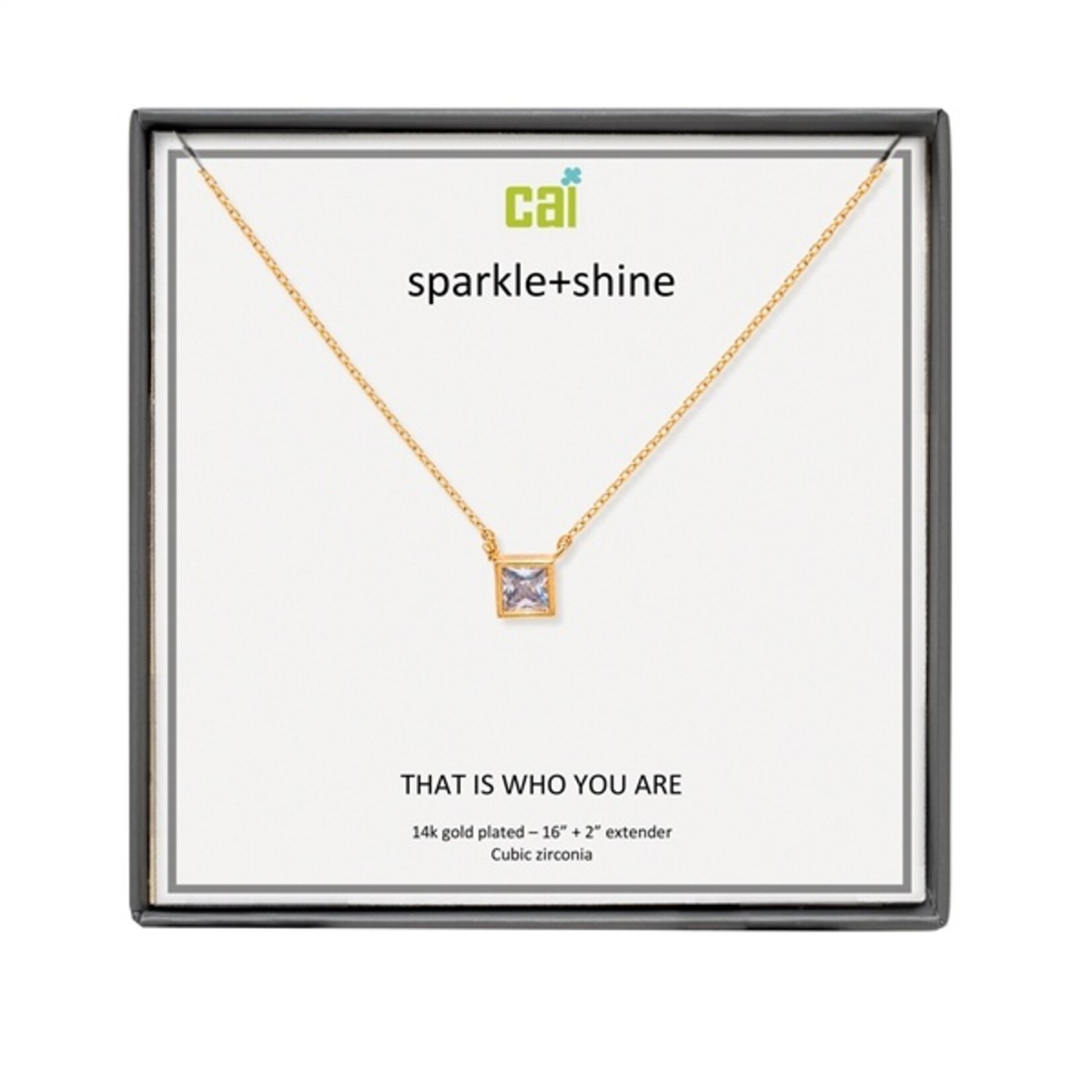 CAI - Necklace - Sparkle & Shine - Gold Square
