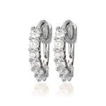 CAI - Earrings - Half Round Stone Huggies - Silver White