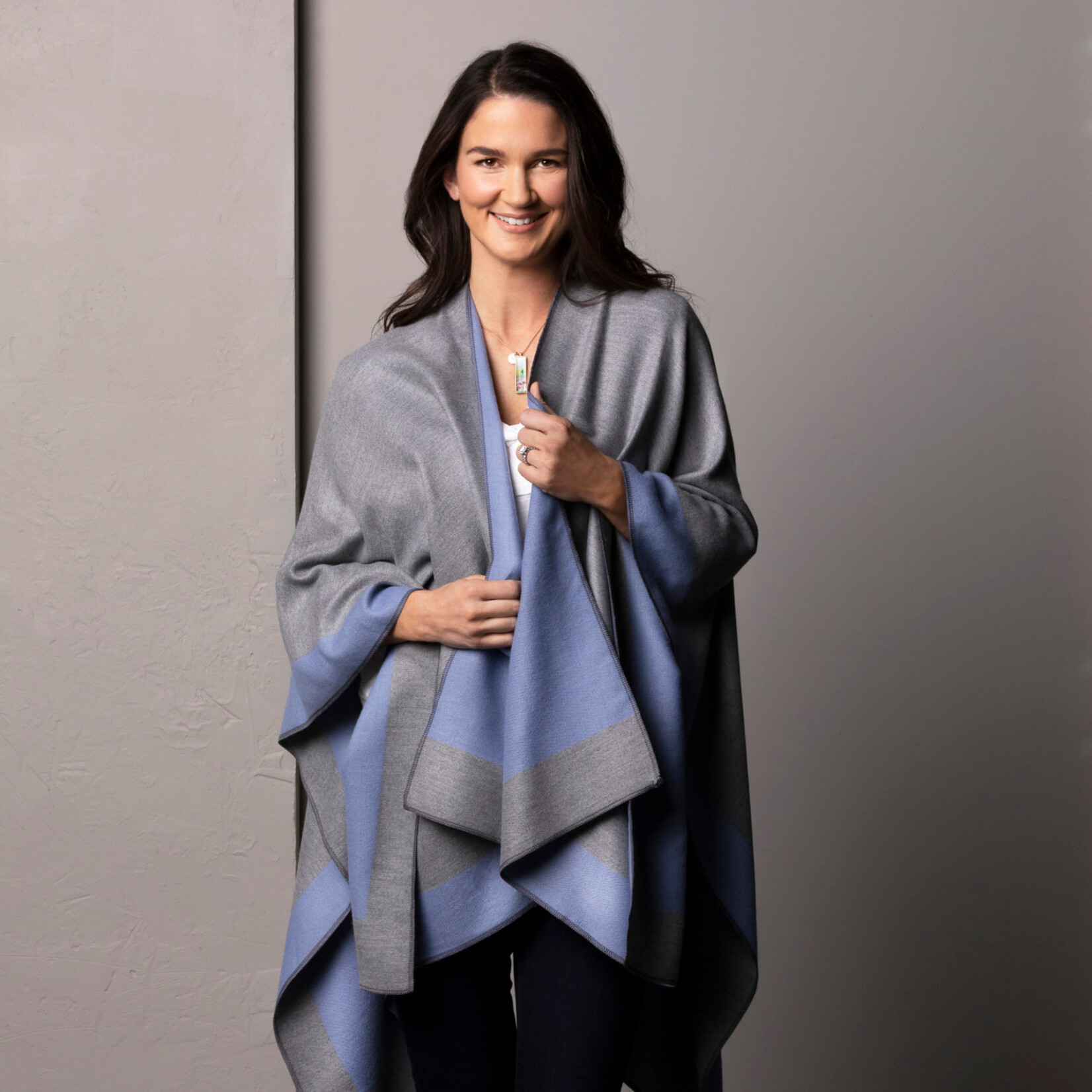 Demdaco Demdaco - Reversible Kimono - Gray & Blue