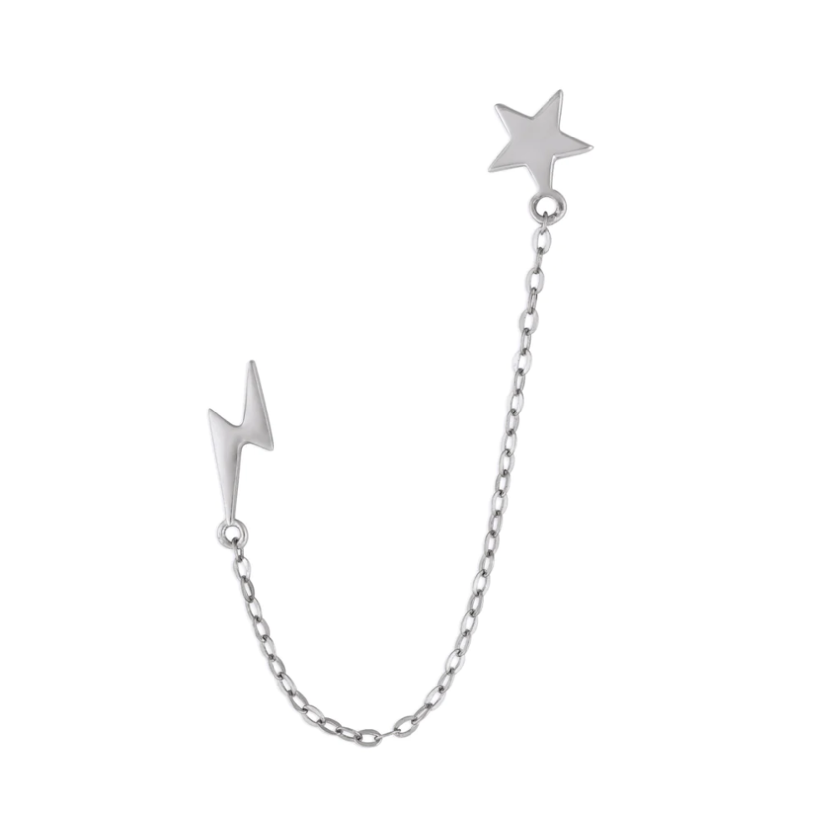 fyb FYB - Earrings Star & Lightning Chain Studs Silver