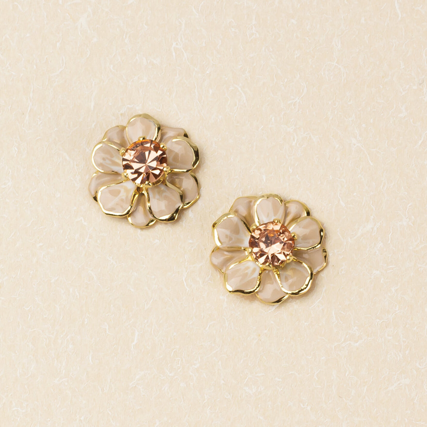 Scout Curated Wears Scout Curated Wears - Sparkle & Shine - Enamel Flower Earring - Ivory/Gold - Small
