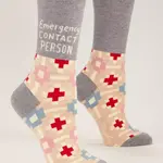 Blue Q Blue Q - Crew Socks - Emergency Contact