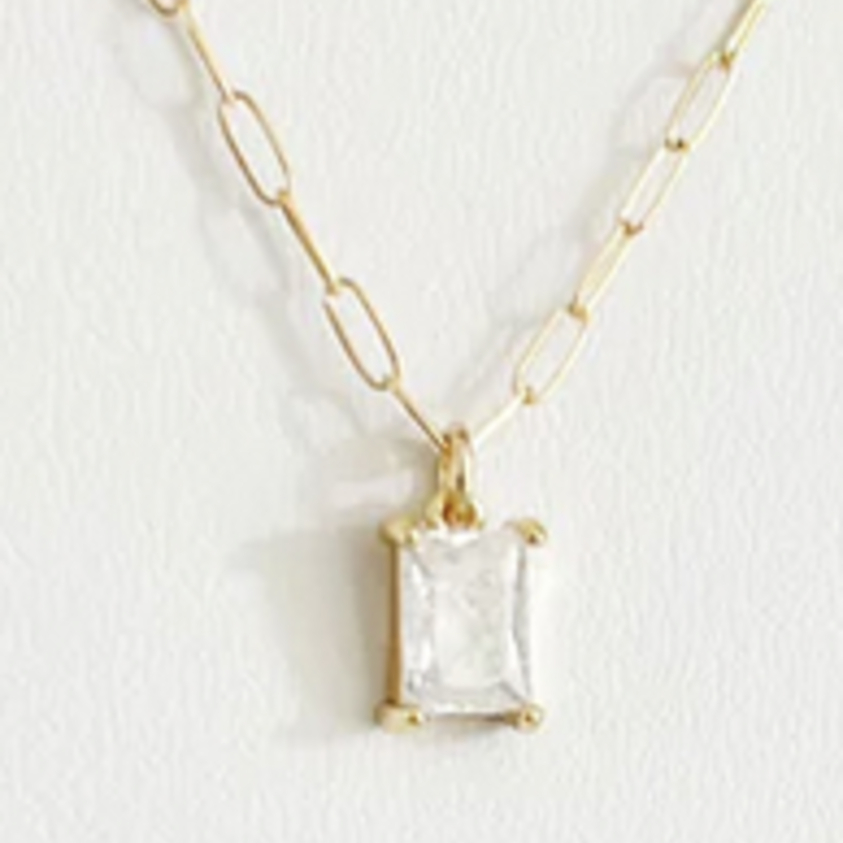 True By Kristy True By Kristy - Gold Filled Necklace - True Gem Paperclip Choker - White