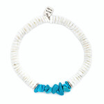 Pura Vida Pura Vida - Puka Shell Turq Stretch Bracelet - White