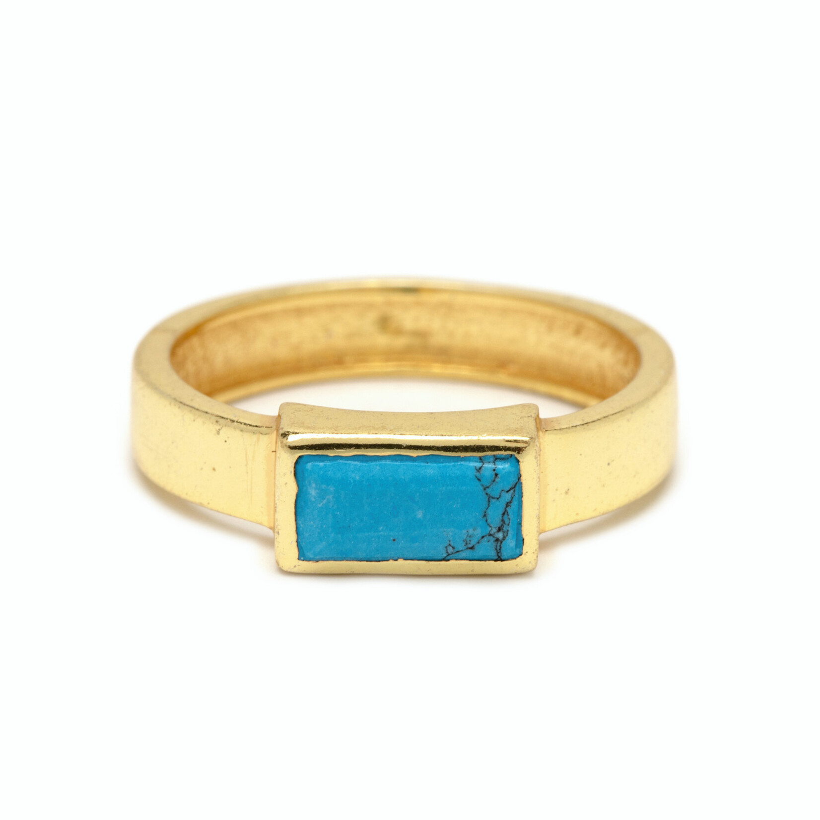 Pura Vida Pura Vida -Tulum Turquoise Ring - Gold